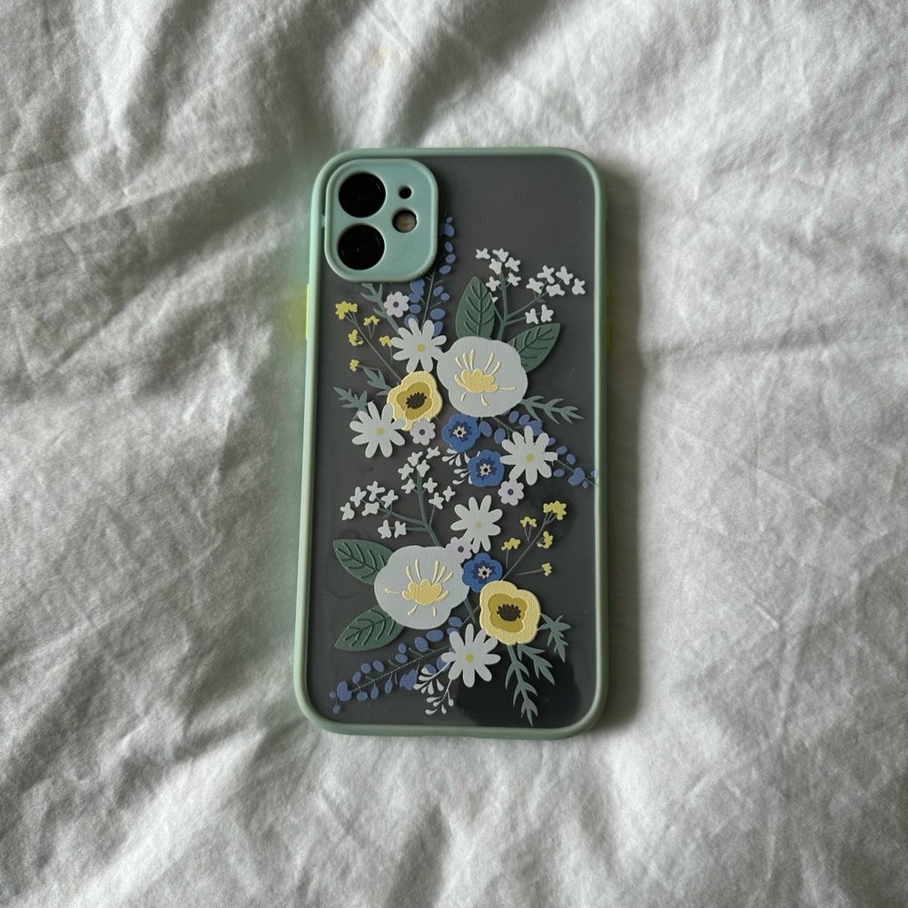 Green floral transparent phone case iPhone 11